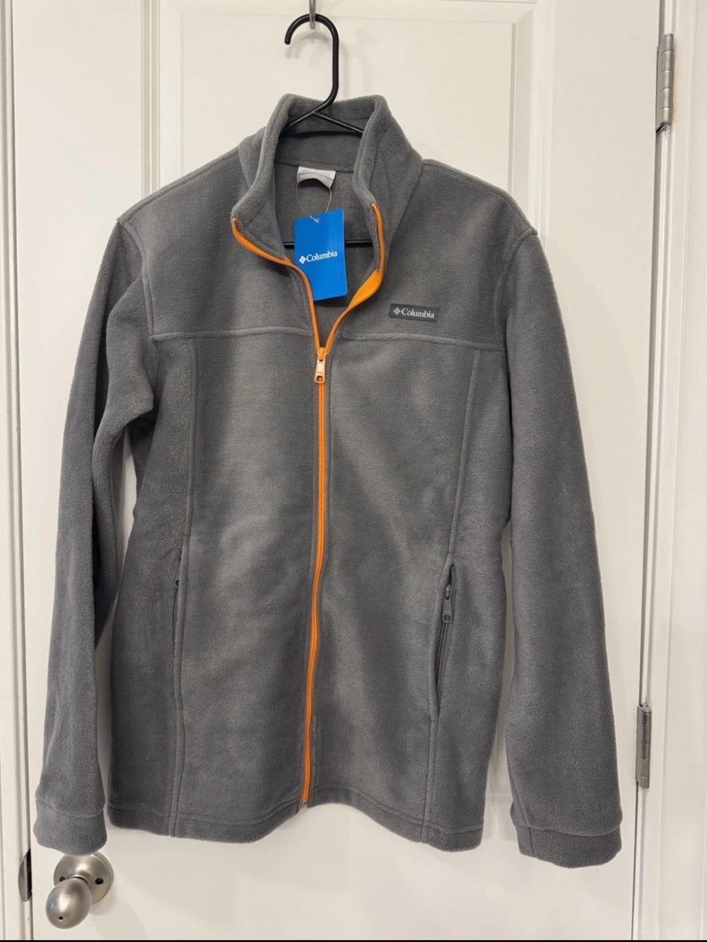 NWT, Columbia Fleece Jacket, Youth XL, NEW Grey With Orange Zipper Birch Falls